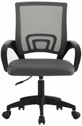 Офисное кресло мягкое со спинкой на колесиках СтулБержи, сетка, ткань, спинка и сиденье - серый, ручки и ножки - черный