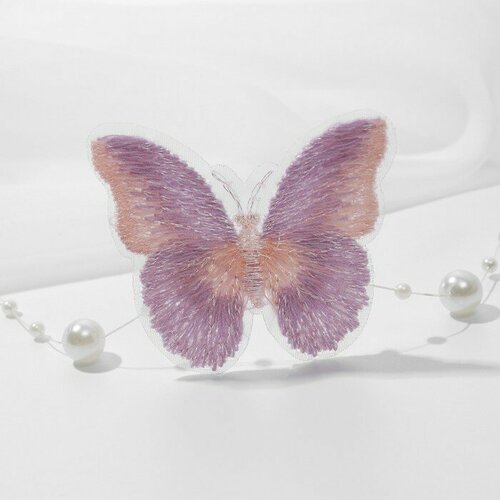 Вязаные элементы «Бабочки двухцветные», 5 × 4 см, 10 шт, цвет сиреневый/розовый