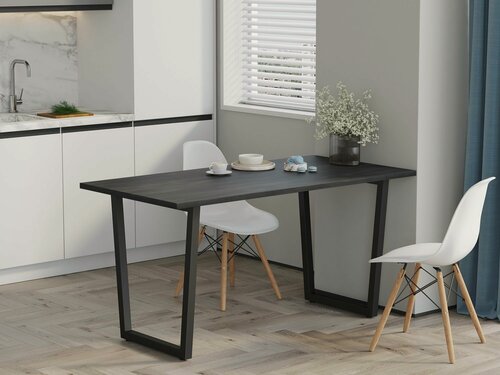 Изображение товара Стол обеденный Айсберг Лофт 08 Черный/северное дерево темное