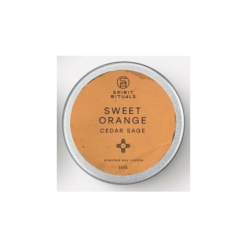 SWEET ORANGE CEDAR SAGE Scented Soy Candle, Spirit Rituals (сладкий апельсин кедр шалфей соевая мини-свеча с эфирными маслами), 30 г.