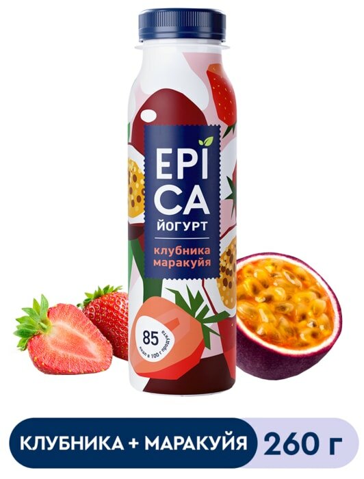 Йогурт питьевой Epica Клубника-маракуйя 2.5% 260г