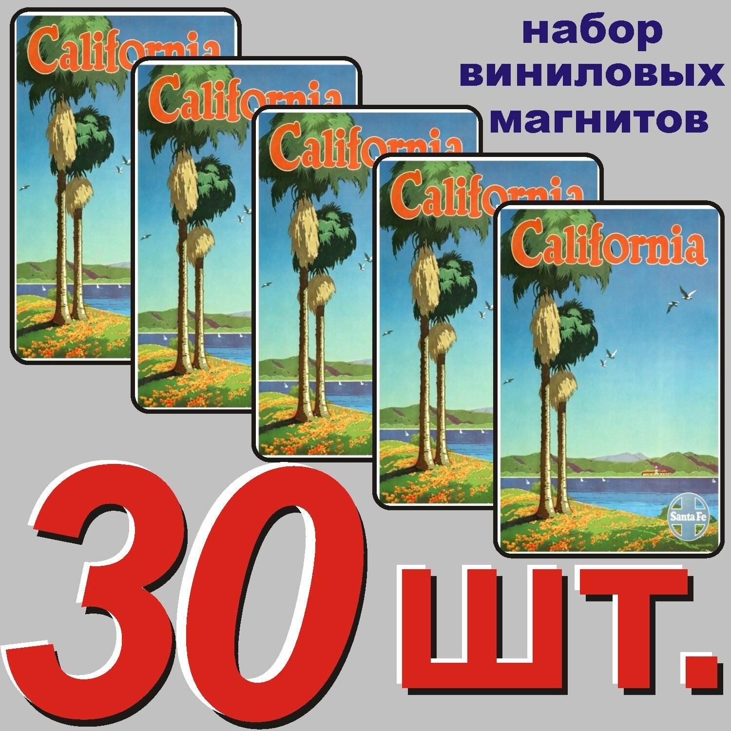 Магнит на холодильник "Калифорния, США" 30 шт.