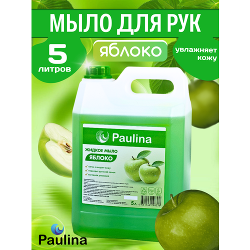 Жидкое мыло для рук и тела Paulina, зеленое яблоко, 5 л