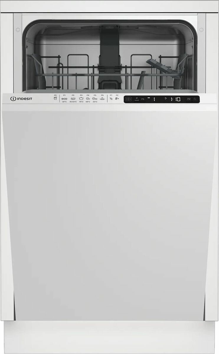 Встраиваемая посудомоечная машина Indesit DIS 1C67 E, узкая, ширина 44.8см, полновстраиваемая, загрузка 10 комплектов