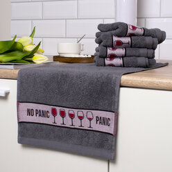Полотенца махровые кухонные, 30х60 см, набор 5 шт, с петелькой, Casa Conforte Паника, серые