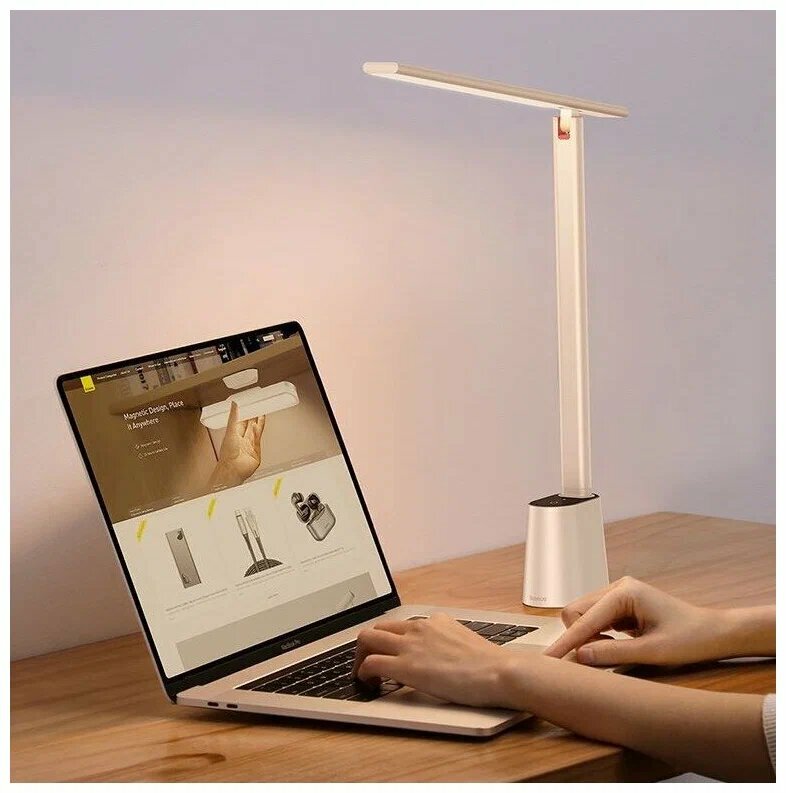 Настольная LED лампа BASEUS Rechargeable Folding Reading (Smart Light), 2200 mAh, 3000-6000K, Белый