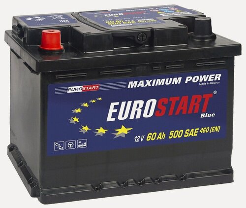 Изображение товара Аккумулятор автомобильный Eurostart Blue 60 А/ч 460 А прям. пол. Росс. авто (242х175х190) EB601
