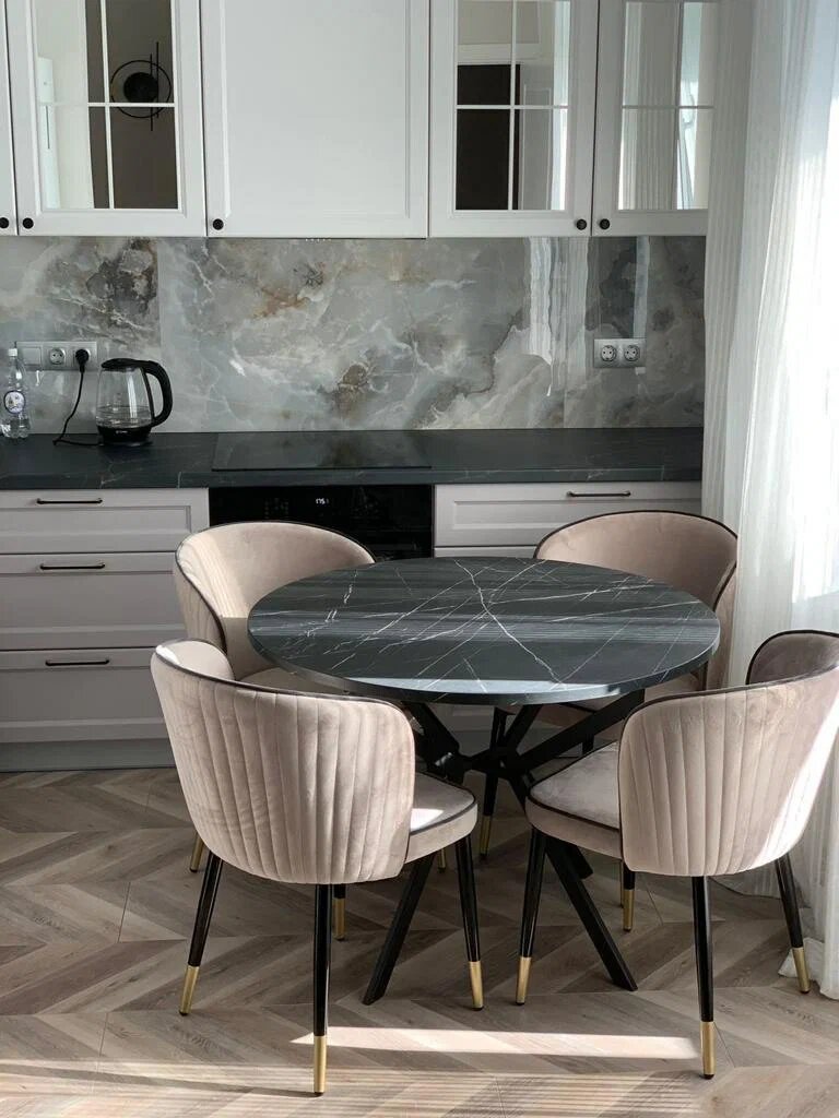 фото Стол кухонный "Черный мрамор", круглый раздвижной, 100 х 100, высота 75