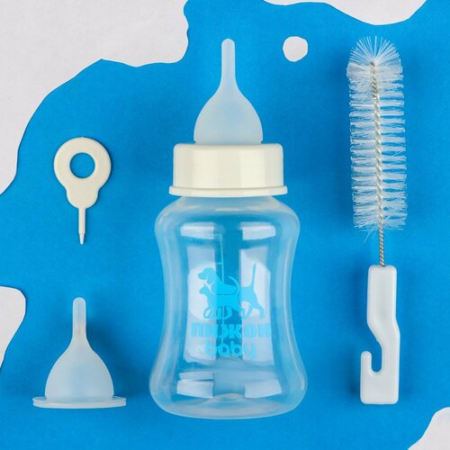 Набор для вскармливания Пижон бутылочка 150 мл с 2 сосками и ершиком белый 589₽