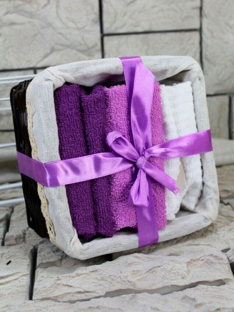 Набор полотенец в подарочной корзинке, Cherir, 30x30 см, 6 шт.