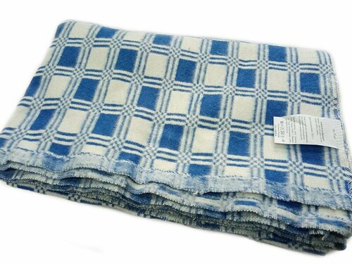 Одеяло байковое (синяя клетка). 140х205