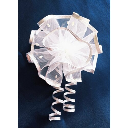 Бант Волна серебряный кант для девочек на зажиме Утренник Выпускной 1 Сентября Праздник 650₽