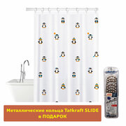 Штора для ванной / Шторка-занавеска Funny Penguins 180x180 см
