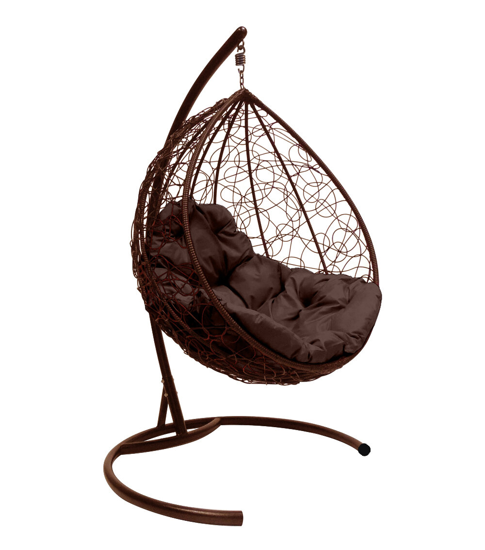 Подвесное кресло M-group капля с ротангом коричневое коричневая подушка