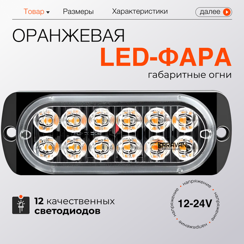 LED фара габаритные огни 12 светодиодов 12 W 549₽