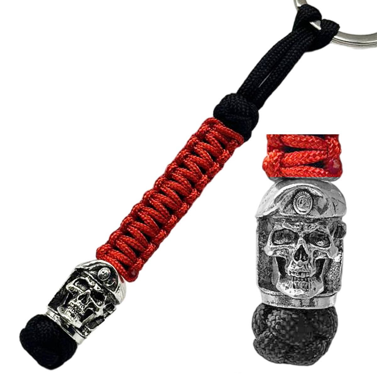 Темляк с черепом Морской пехоты "Где мы там победа" черно-красная нитка