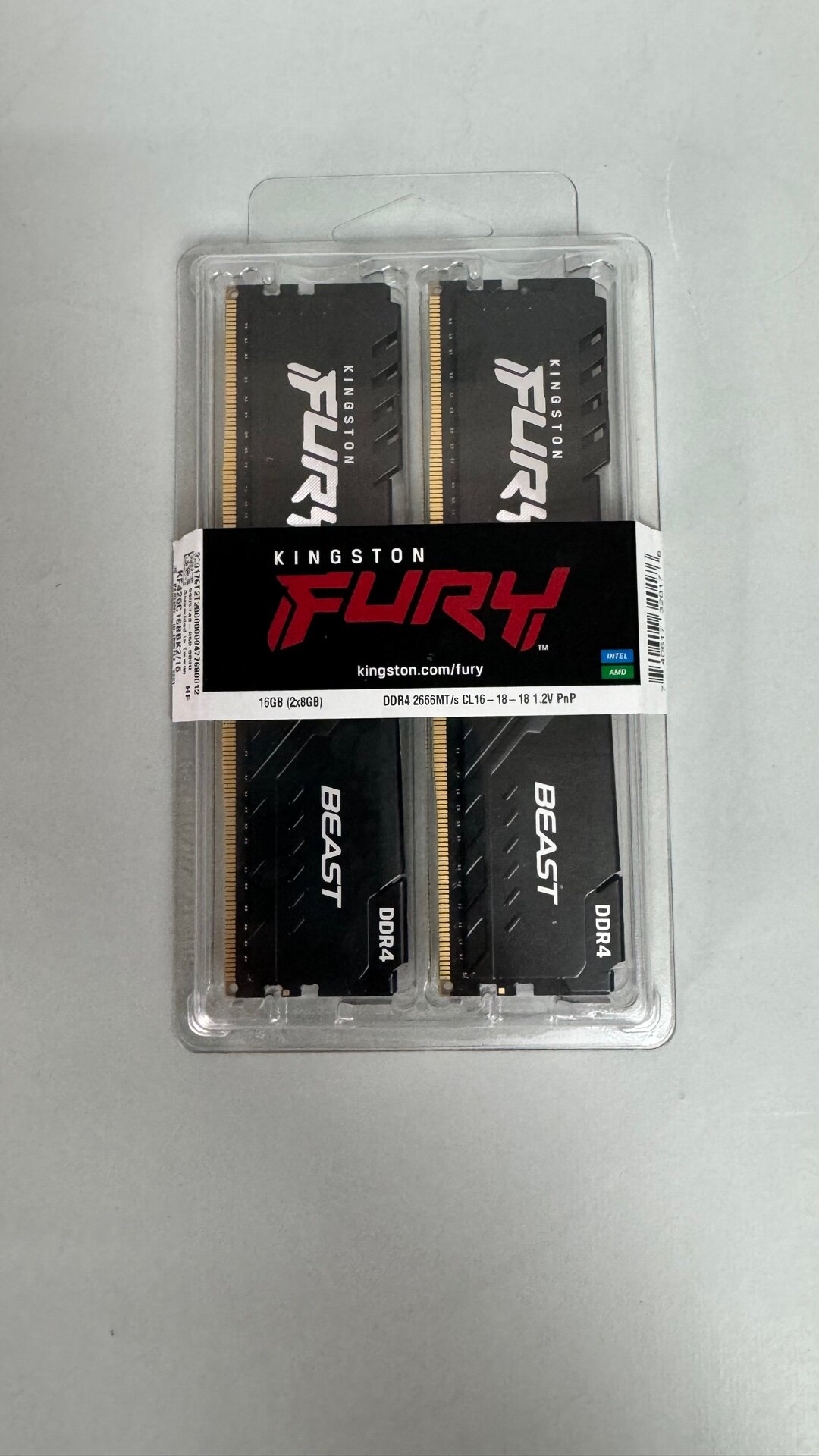 Оперативная память Kingston FURY Beast 16 ГБ (8 ГБ x 2 шт.) DDR4 2666 МГц DIMM CL16 KF426C16BBK2/16