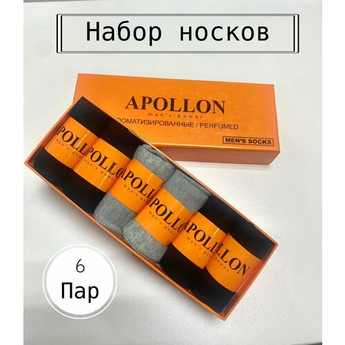 Носки APOLLON, 6 пар, размер Onesize, серый, черный