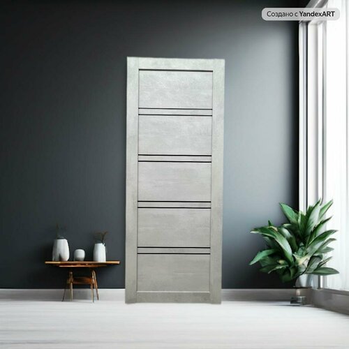 Межкомнатная дверь L9 Бетон известковый 70x200 (Комплект вместе с фурнитурой) Черное стекло