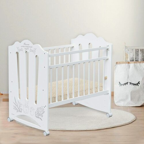 Изображение товара Кровать детская колесо-качалка 1200×600 Нежность, белая, Крошка Я