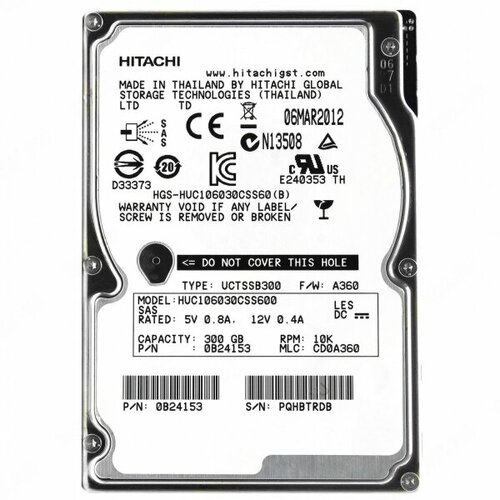 Жесткий диск Hitachi HUC106030CSS600 300Gb SAS 2,5 HDD hitachi huc106030css600