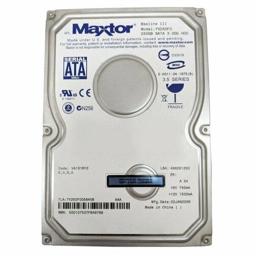 Жесткий Диск Maxtor 7V250F0 250Gb SATAIII 35 HDD 3230₽