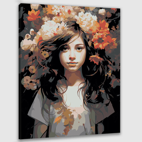 Картина по номерам 50х40 "Девочка в цветах"
