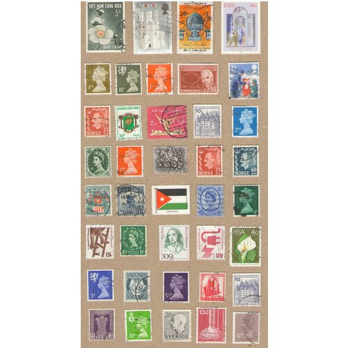 набор из 40 марок разных стран мира Набор №21 почтовых марок разных стран мира, 39 марок. Гашеные.