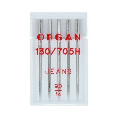 Иглы для швейной машины ORGAN для джинсы, 5 шт, в пенале, № 90