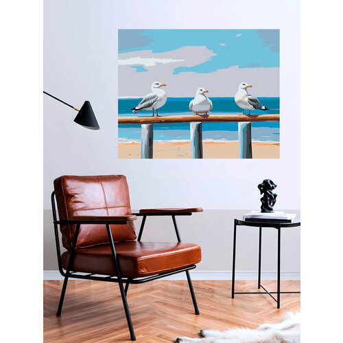 Картина по номерам на холсте Море Чайки на пляже 2 40x50 картина по номерам на холсте море корабль на волнах 2 40x50