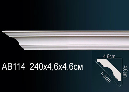 Карниз Perfect потолочный 46x46 мм из полиуретана плинтус под покраску белый AB 114-1 шт