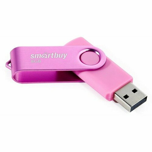 Флешка Smartbuy Twist, 8 Гб, USB 2.0, чт до 25 Мб/с, зап до 15 Мб/с, розовая флешка smartbuy twist 16 гб usb 2 0 чт до 25 мб с зап до 15 мб с черная