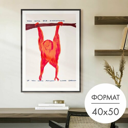 Постер "Красная обезьяна Дэвид Шригли" 40х50 без рамы, плакат на стену 28 Kartin