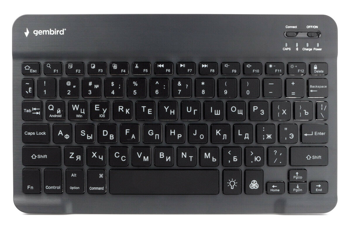 Клавиатура беспроводная Gembird 78кл., ножнич., BT 5.0, подсв. 7 цв., Type C, 500мАч, черная - фото №9