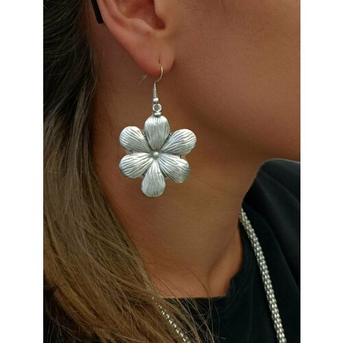 Серьги , размер 40 мм, серый, серебряный