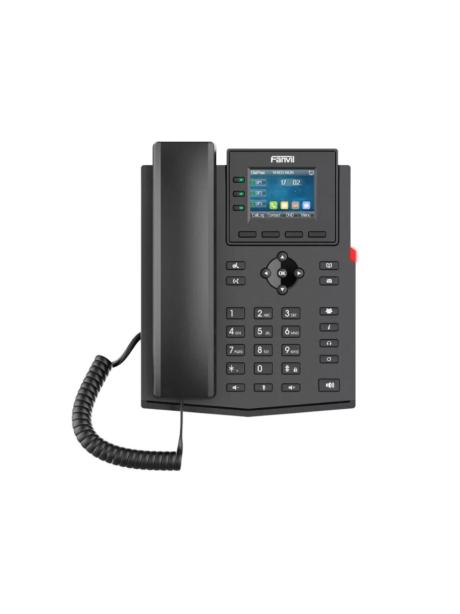 Телефон Fanvil IP , 2xEthernet 10/100, LCD 320x240, цветной дисплей 2,4, 4 аккаунта SIP, G722, Opus, Ipv-6, порт для гарнитуры, книга на 1000 записей, 6-ти сторонняя аудиконф., бп (X303) - фото №4