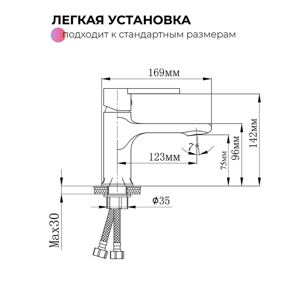 Смеситель для раковины Tokito Kudo черный однорычажный (TOK-KUD-1011)