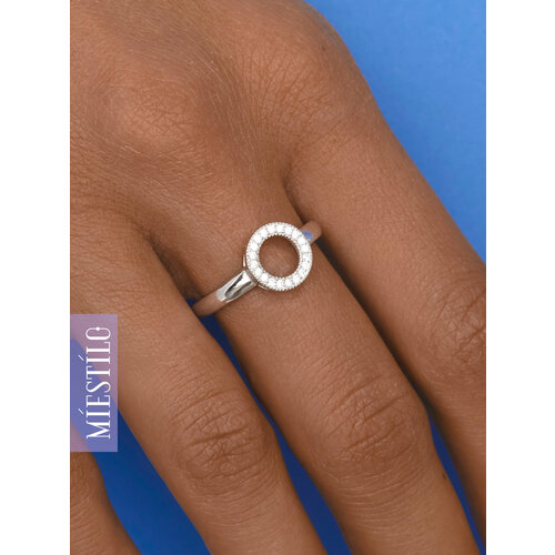 Кольцо MIESTILO женское ювелирное с камнями, серебро, 925 проба, родирование, фианит, размер 17, серебряный