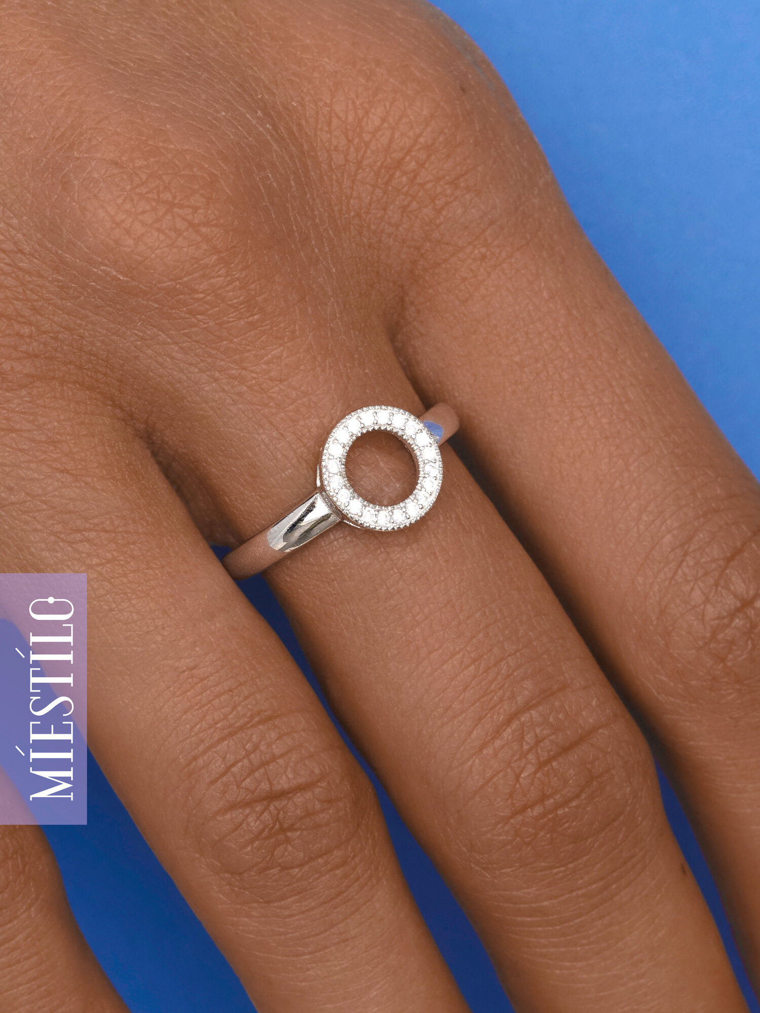 Кольцо MIESTILO ювелирное круг со вставками из фианита, серебро, 925 проба, родирование, фианит