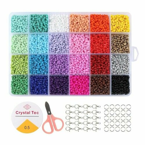 Набор для создания украшений 24 цвета размер 1 штуки 3 мм леска ножницы фурнитура 1387₽
