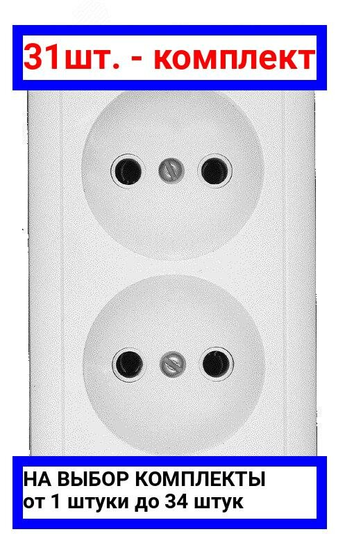31шт. - ХИТ Розетка двойная наружная белая без заземления и шторок 16А 250В / Systeme Electric; арт. RA16-237-B; оригинал / - комплект 31шт