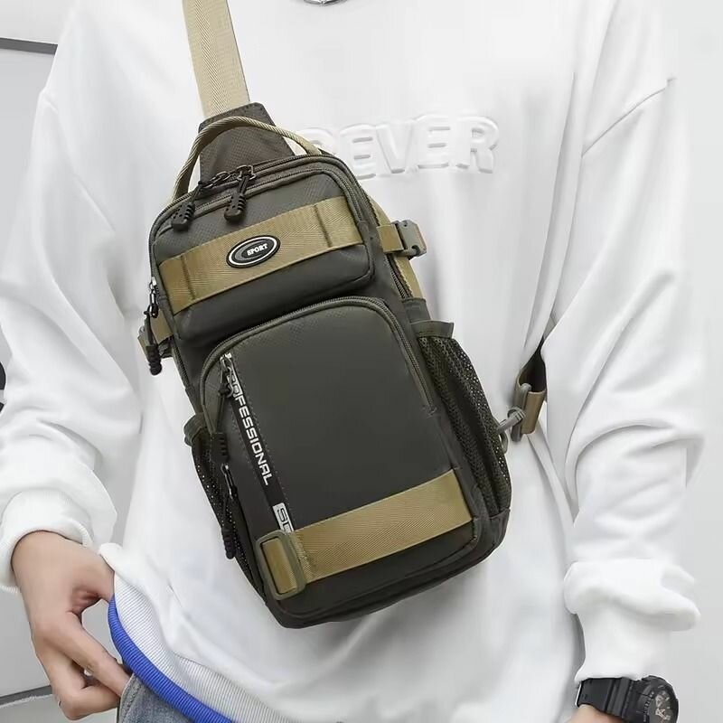 фото Сумка кросс-боди мужская оливково-зеленая