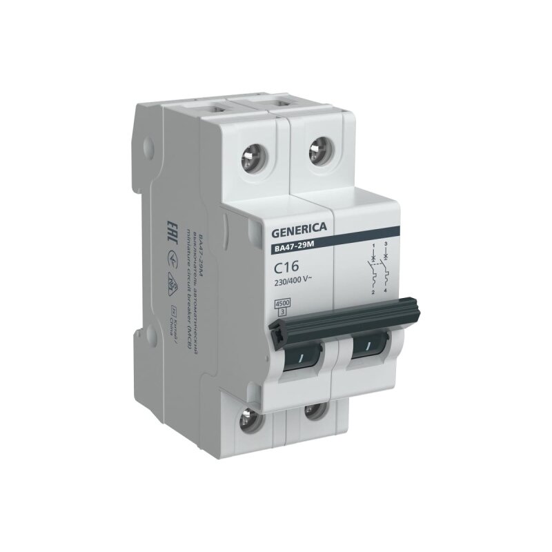 фото Выключатель автоматический Generica ВА47-29М 2P, 16А, C, 4,5кА