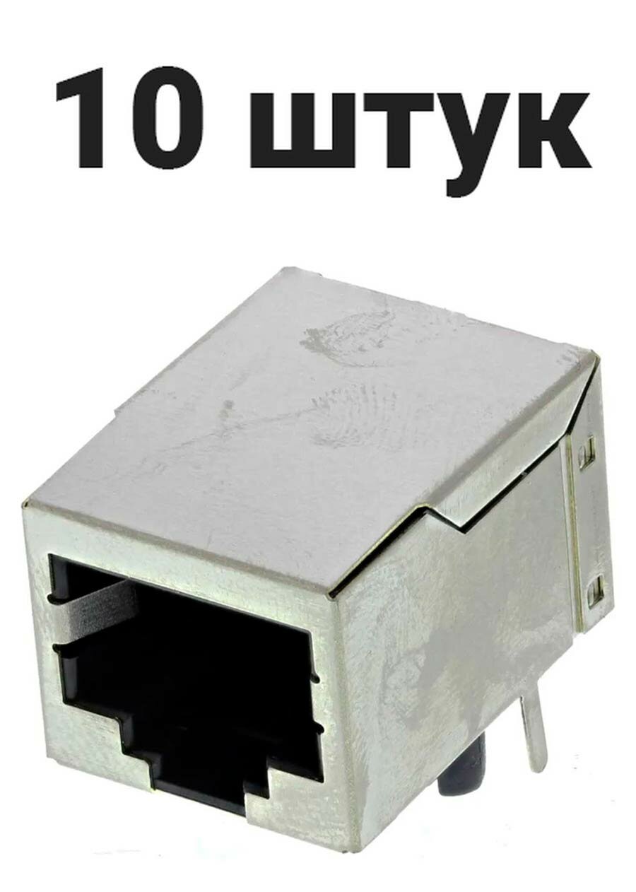 фото TP8P8C (RJ45) розетка сетевая на плату экран. cat.5E, длинная