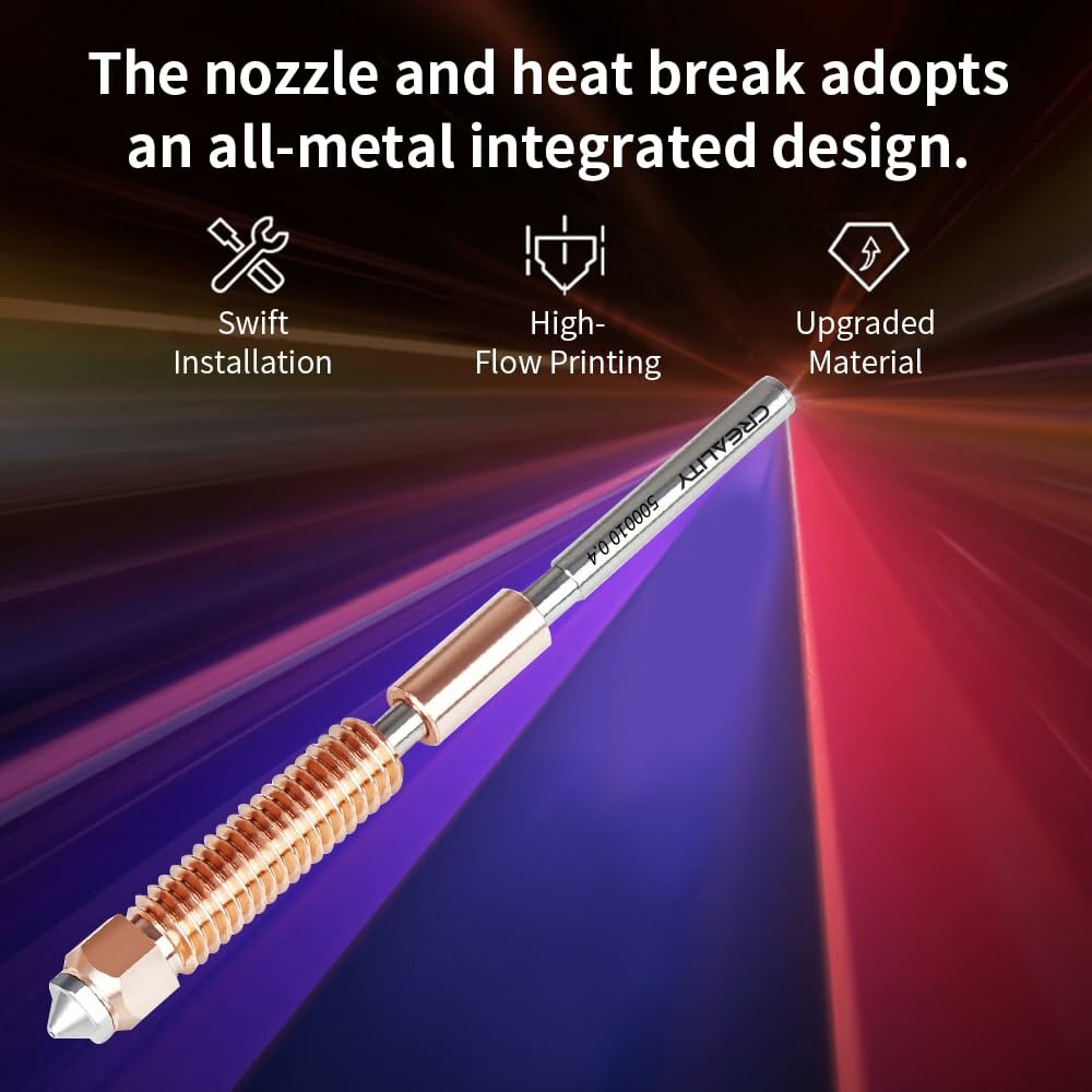 Официальные насадки Creality K1C 0,4 мм, 2 шт. Насадка Unicorn Quick-Swap Ender 3 V3 с терморазрывом из титанового сплава, медный сплав и закаленная сталь для 3D-принтеров Creality K1C/Ender 3 V3/Ender 3 V3 Plus — фото 1