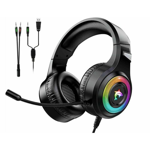 Игровые проводные наушники с подсветкой и микрофоном J-ANKKA F2 896₽