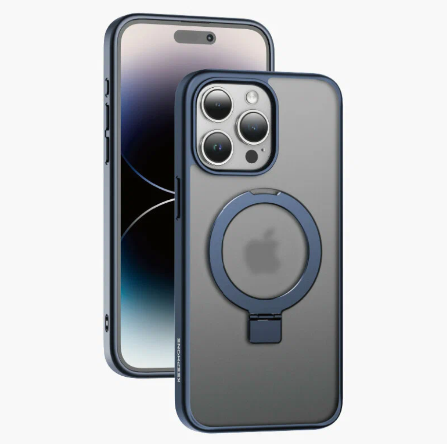 Чехол Магнитная застежка-кольцо Keephone Magico MagSafe для iPhone 15 Pro Max-Прозрачный Синий