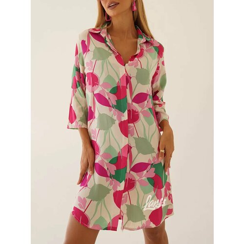 фото Платье larss, размер xl-xxl, белый, зеленый, розовый