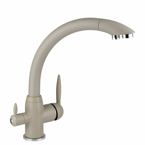 Смеситель для кухни с фильтром для питьевой воды из латуни, бежевый с разноцветными вкраплениями