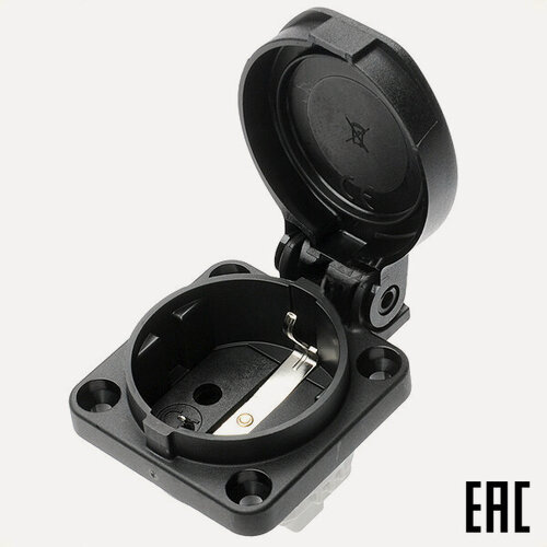 Изображение товара Розетка Schuko на поверхность 50х50 с/п 2Р+Е 16А 250В IP54 черная PCE 105-0s